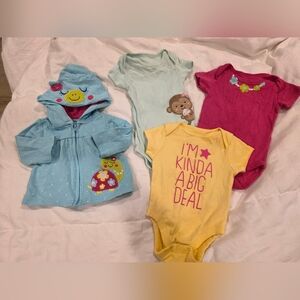 Kids Bodysuit Set - Blue, Yellow, Pink